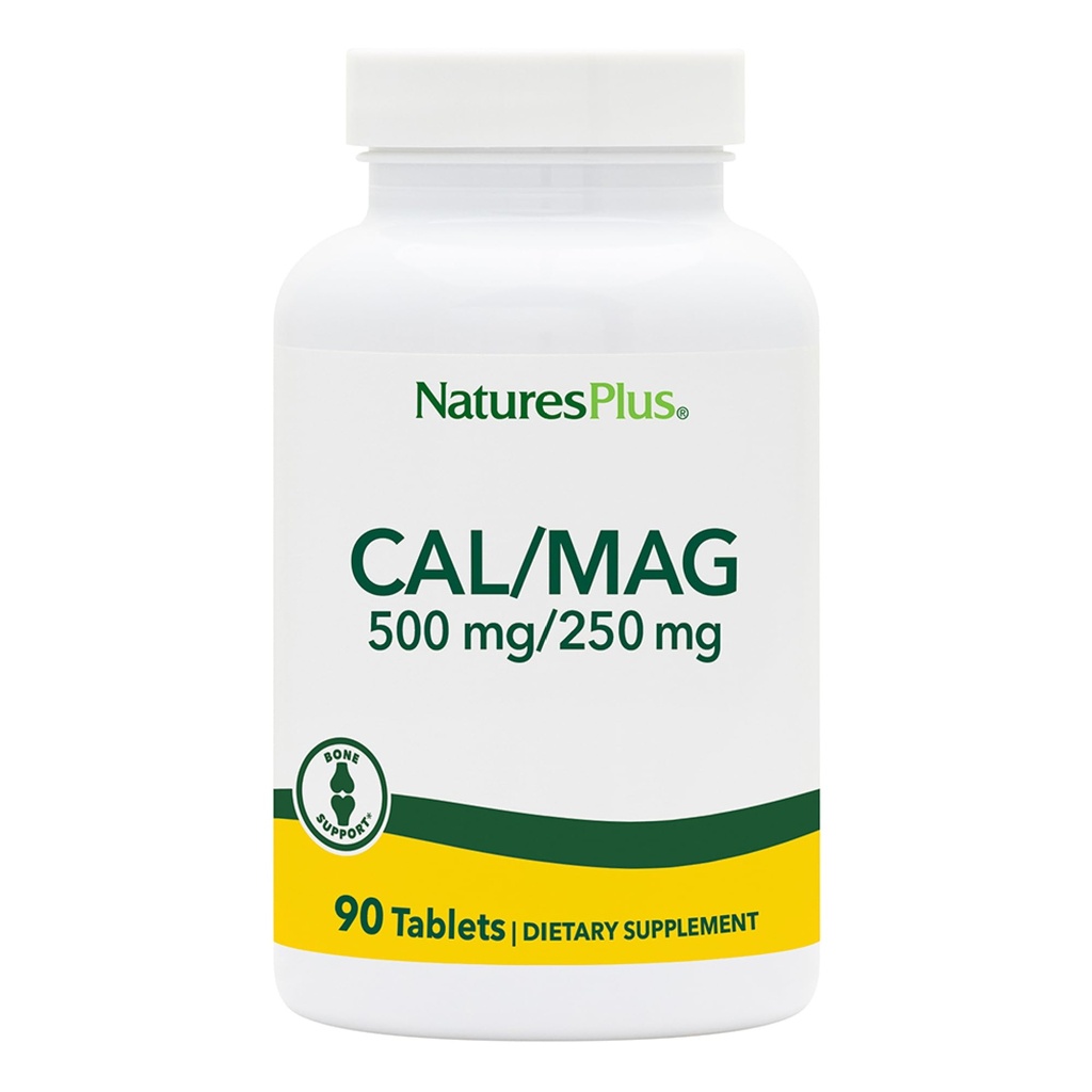 NaturesPlus Cal/Mag - 90 compresse vegetariane - 500 mg di calcio & 250 mg di magnesio - 90 porzioni