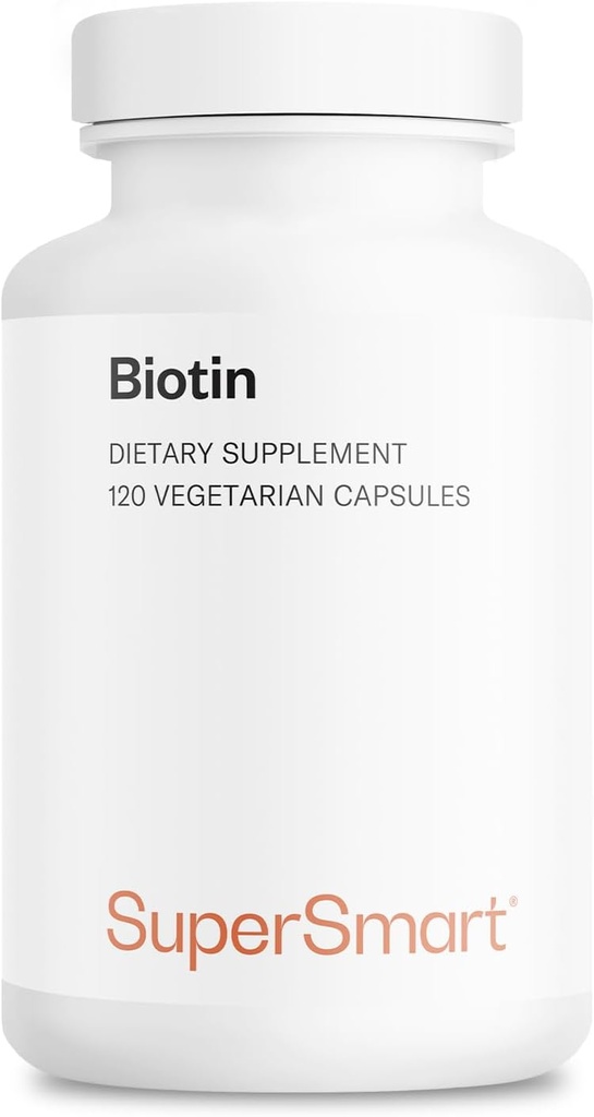 Supersmart - Biotin 10.000mcg / 10g pro Tag (High Potency) - Vitamin B7 Biotin Supplement - Gesundes Haar, Haut und Nägel | Non-GMO & Gluten Free - 120 Vegetarische Kapseln