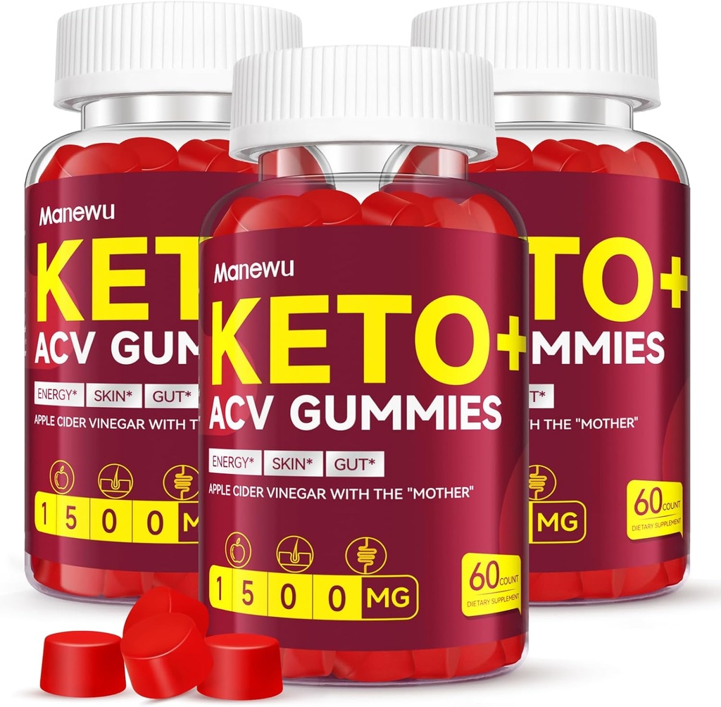 Gommies de vinaigre de cidre de pomme Keto - 1500mg vinaigre avec mère - Vegan, non-OGM, Gommies de vinaigre de cidre de pomme biologique pour les femmes hommes, detox & nettoyage, 3 pack