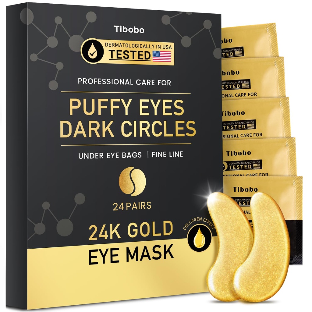 Unter Augenaufnäher (24 Paare) - 24K Gold Augenmasken angereichert mit abundantem Kollagen | Diminish Dark Circles und Puffiness | Anti-Aging, Glatte Fine Line, Nourish Skin - Geschenke für Frauen Hautpflege