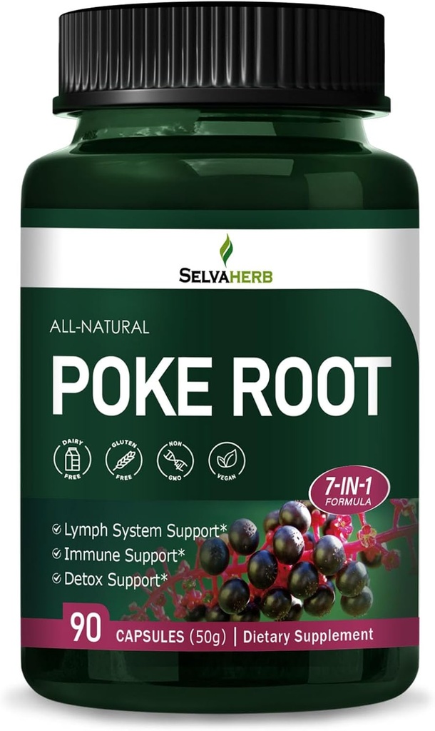 Poke Root Capsules Lymphe Drainage Supplements, Lymphsystem Unterstützung für Edema mit roten Wurzelextrakt, Dandelion für Immune Boost & Lymphe Detox Cleanse. Anzahl