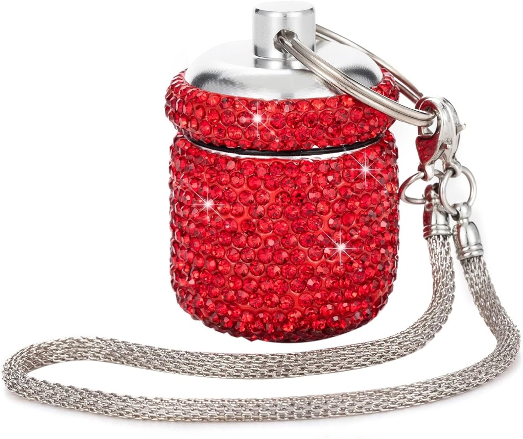 Kleine Pille Box Schlüsselanhänger Süße Mini Pille Fob Phantasie Pillen Taschen Behälter Vitamin Speicher Organizer Schlüsselanhänger Pillen Case Halter für Medizin Supplement(Red)