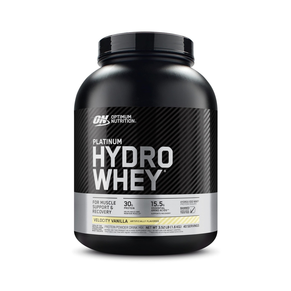 Optimum Nutrition Platinum Hydrowhey Protein Powder, 100% idrolizzato Whey Isolate Powder, Sapore: Velocity Vanilla, 3.5 Pounds (Packaging May Vary)