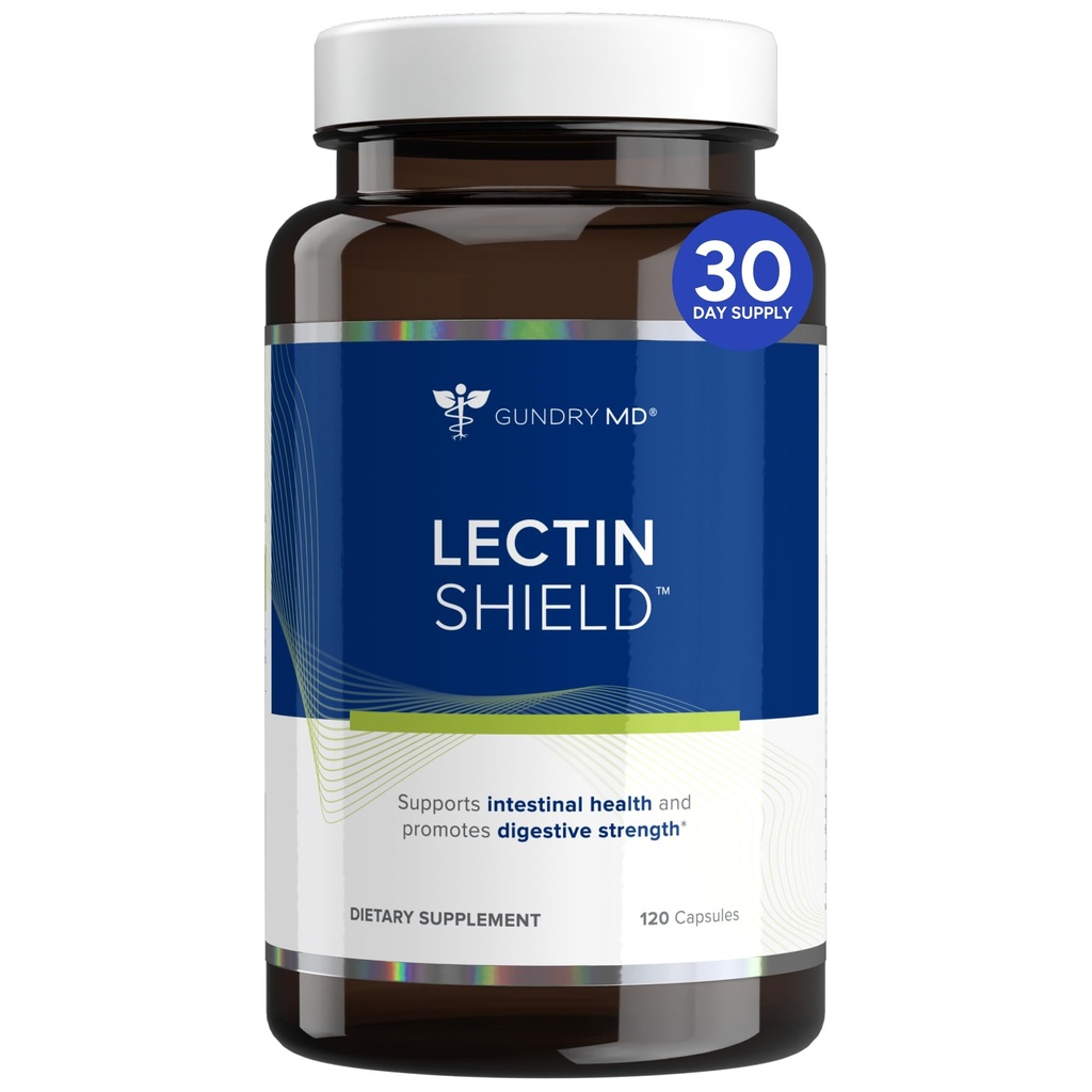 Gundry MD® Lectin Shield, Gut Health and Digestion Supplement, aiuta a bloccare le lectin potenzialmente dannose, supporta il comfort digestivo e la salute intestinale †*, alimentazione di 30 giorni