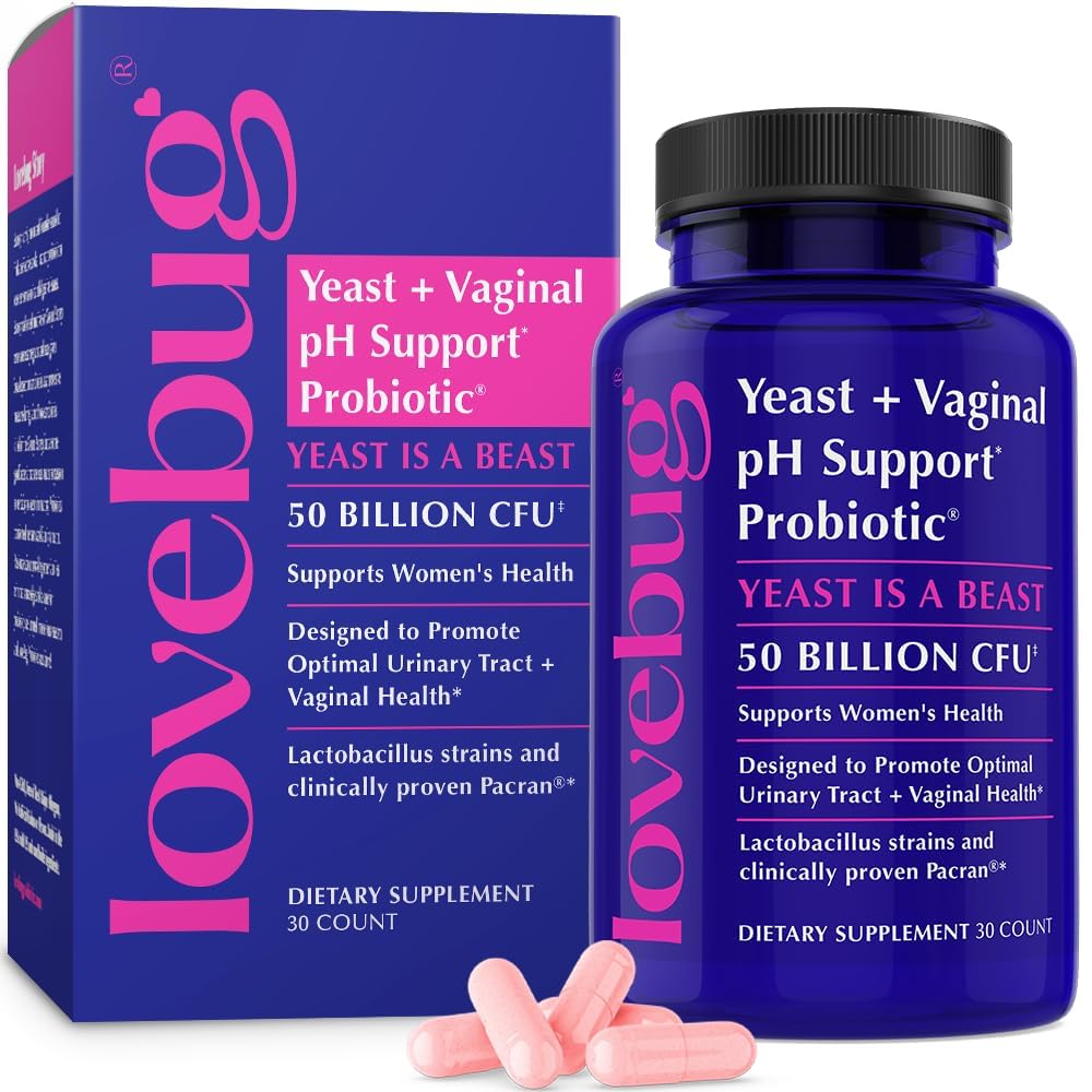 LOVEBUG Probiotici per le donne con Pancran® – Multi-Strain Probiotico Supporto UTI, BV, Odor & PH Balance - Probiotici vaginali per la salute della flora e della digestione intima delle donne - 30 capsule