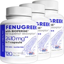 Fenugreek Capsules, 2410 mg, 360 Portionen, Fenugreek Pillen mit BioPerine® für Überlegene Absorption, Non-GMO, Gluten Free Fenugreek Seeds Extract Supplements, Fenogreco Capsulas