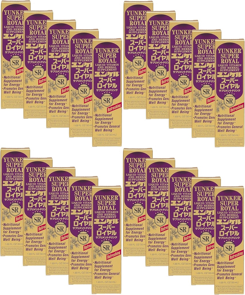 Super Royal, Liquid Vitamin & Kräuter-Ergänzung, Nergy Kräuter-Ergänzungen, Kräuter-Energie-Boost, Reduziert körperliche Fettigkeit und Müdigkeit, 1.69 Fl oz, Made in Japan (Pack von 20)