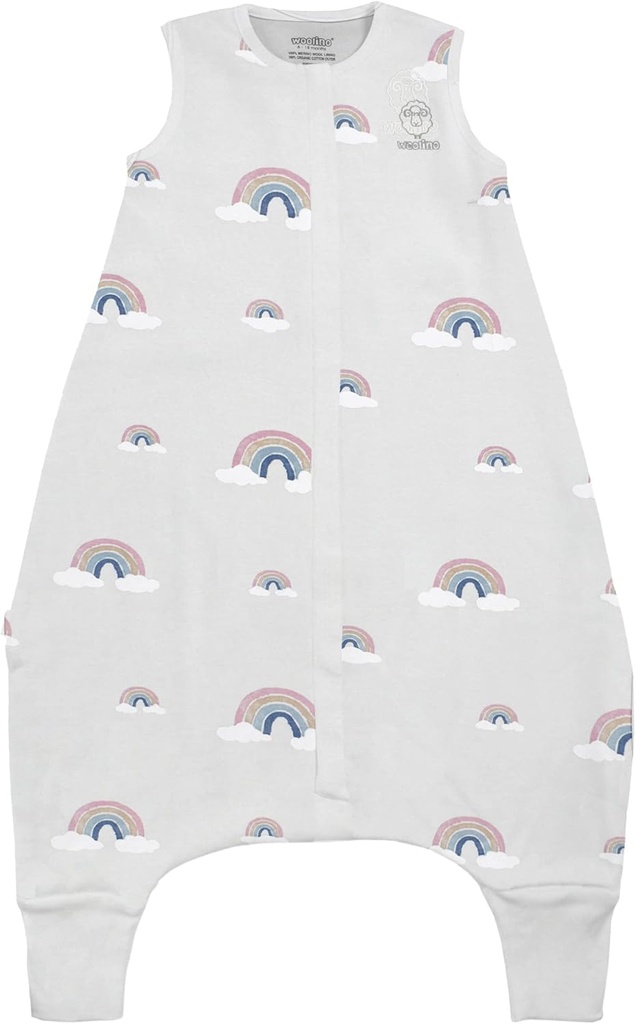 Woolino 4 Saison Baby Schlafsack mit Füßen, Merino Wool und Organic Cotton Walker Schlafsack, Kleinkind Schlafsack, 18-36m, Regenbogen