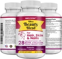 Semplicemente Potente Capelli e Vitamine Unghie, 28 Integratore Naturale Anti-Aging Ingrediente, Biotina 5000mcg per Capelli & Unghie, Cheratina & MSM per la crescita dei capelli, Collage & Acido Ialuronico per la pelle, 60 compresse