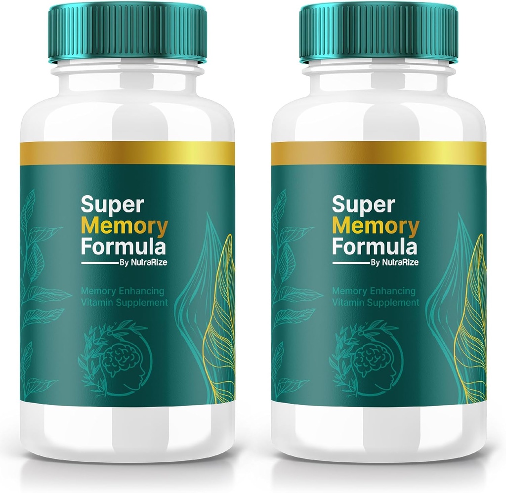 NutraRize (2 Pack) Super Memory Formula – Capsules de soutien quotidien avec un mélange équilibré pour la focalisation, l'alerte et la netteté quotidienne.