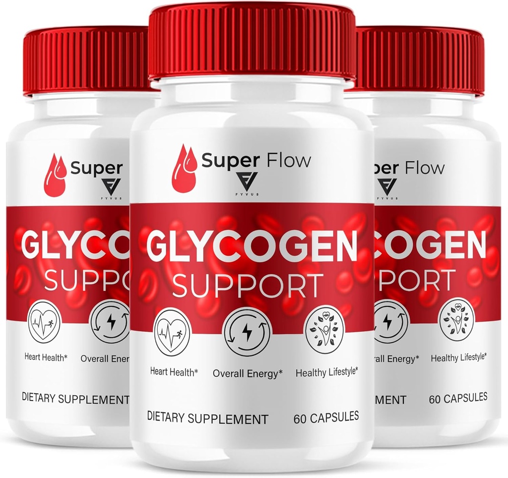 (3 Pack) Super Flow SuperFlow Glycogen Support Kapseln, Super Flow Advanced Glycogen Health and Blood Wellness Support Supplement, SuperFlow Maximum Strength Glyco Formel Supplement (180 Kapseln)