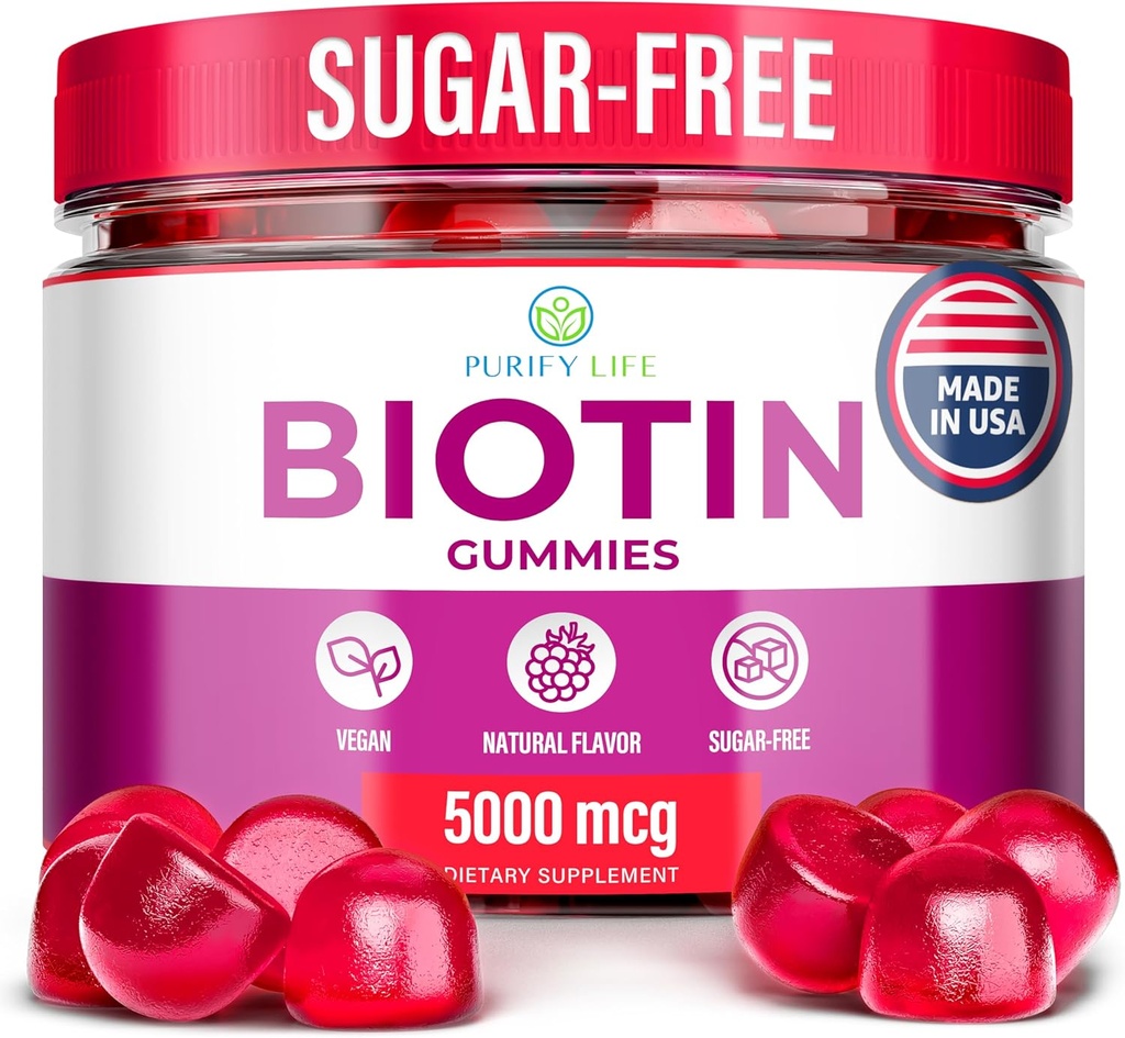 (Bulk - 120ct) Haarwachstum Optimizer - Vegan Biotin Gummis - Tasty Biotin Ergänzung für Frauen & Mens Thicker Haar - Nagelwachstum & Stärker für Brittle Breaking Nails & Skin Health, Gluten-Free