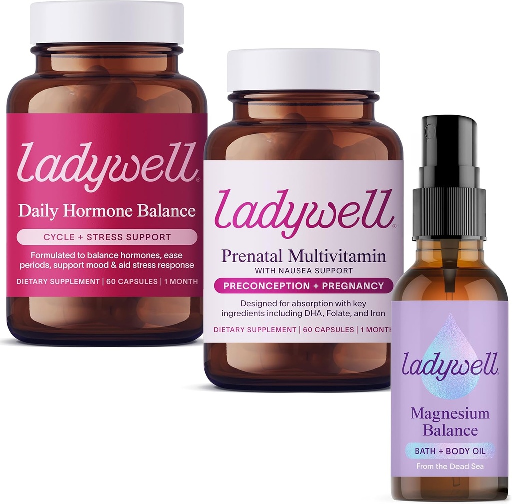 Ormone quotidiano di Ladywell + Prenatal Multivitamin + Topical Magnesium Spray olio
