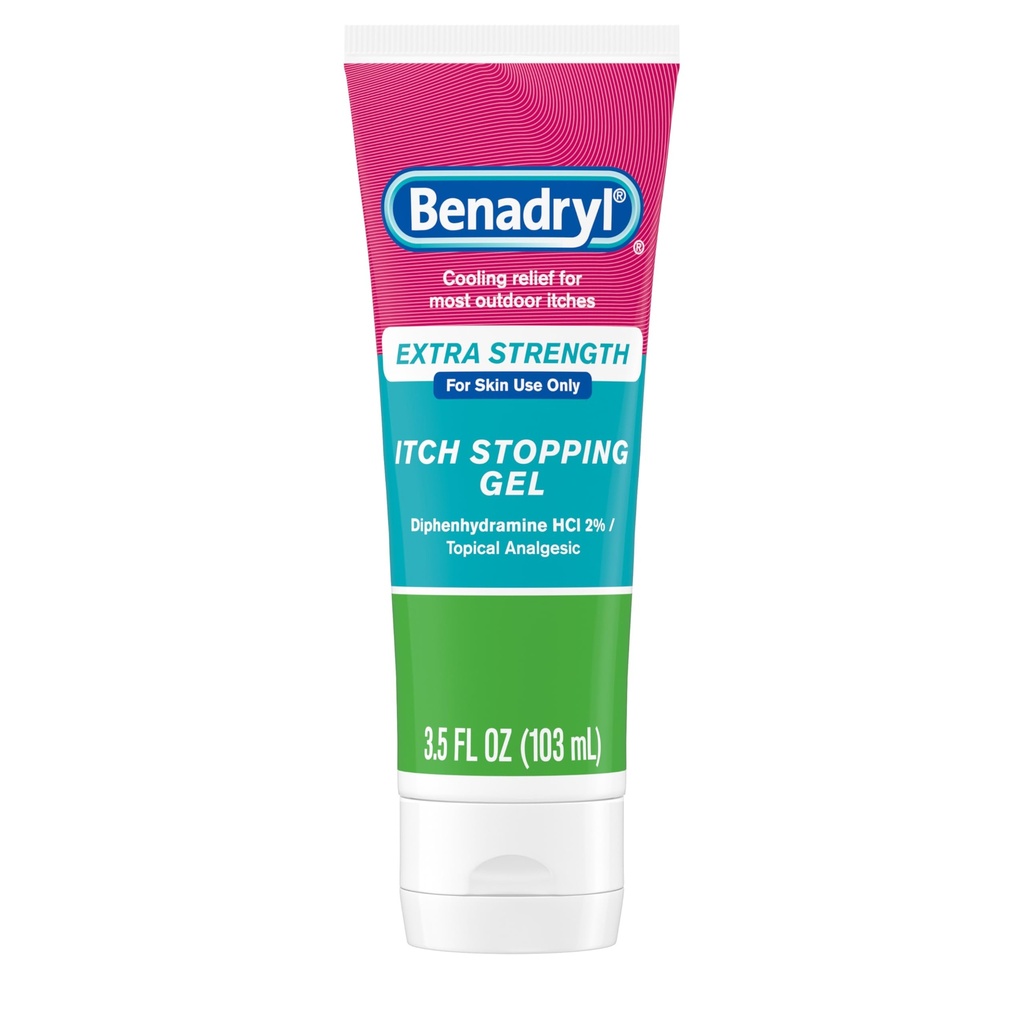 Benadryl Extra Strength Anti Itch Relief Gel, 2% Diphenhydramin HCl, Relief von Insektenstichen, Sunburn & More, Toll für Camping Essentials, 3,5 fl oz