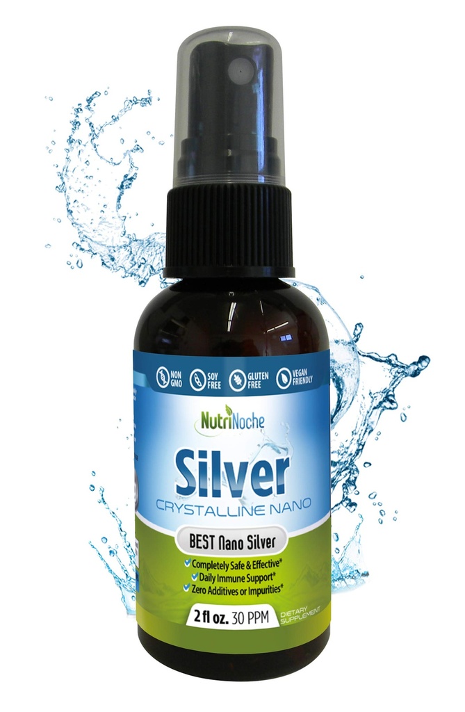 Nutrinoche Ultra Pure Colloidal Silver Spray - Eccellente Supporto giornaliero Immune - Organic 99,99% Nano Particles - Ultra Pure Silver Hydrosol - 2 once - 30 ppm