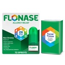 Flonase Allergy Relief Nasal Spray, 24-Hour Non-Drowsy Multi-Symptom Relief - 72 Sprays plus Bonus Pack of Tissues