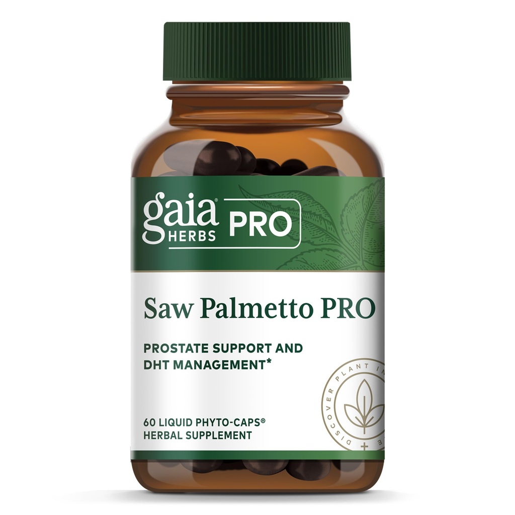 GAIA HERBS PRO Saw Palmetto PRO - Supplément de soutien à la prostate saine* - Supplément à base de plantes avec Saw Palmetto et graines de tournesol - Vegan, sans gluten, sans soja - 60 capsules de Phyto liquide (60 portions)
