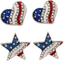 PRETYZOOM Boucles d'oreilles patriotiques American Drapeau Eardrop pour femmes Bijoux Eardrop Lightweight Accessoire de fête mode