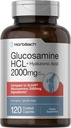 Horbäach Glucosamin HCL | mit Hyaluronsäure | 2000mg | 120 Beschichtete Caplets | Non-GMO & Gluten kostenlose Ergänzung