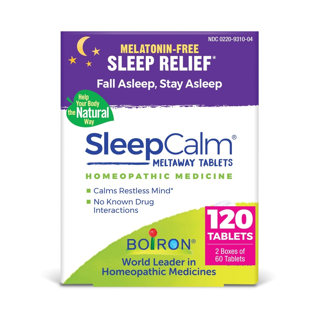 Boiron SleepCalm Sleep Aid pour un sommeil de nuit profond, relaxant et reposant - sans mélatonine et sans habitude - 60 comtes (paquet de 2)