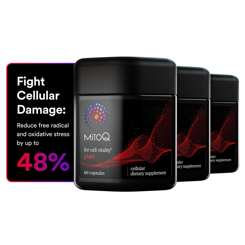 MitoQ Pure Advanced Mitochondria Supplement Superior Bioverfügbarkeit zu CoQ10 | Reduziert freien Radikalschaden für gesundes Altern, Stoffwechsel, Herzgesundheit, Energie, Kraft & Mobilität