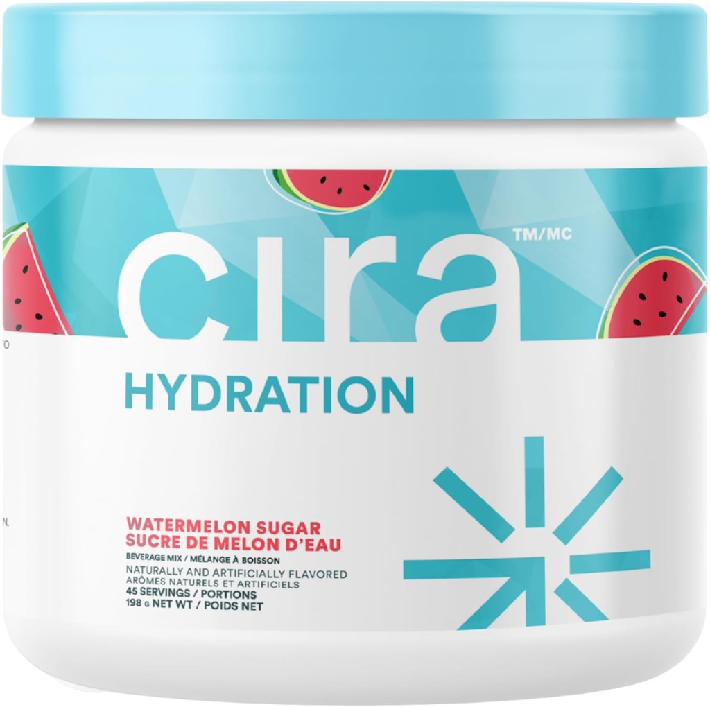 Cira Hydration Powder (45 Servierungen) - Elektrolyt-Getränk-Mischung mit Himalaya Salz für Dehydratation Relief und Erholung - Wassermelone Zucker