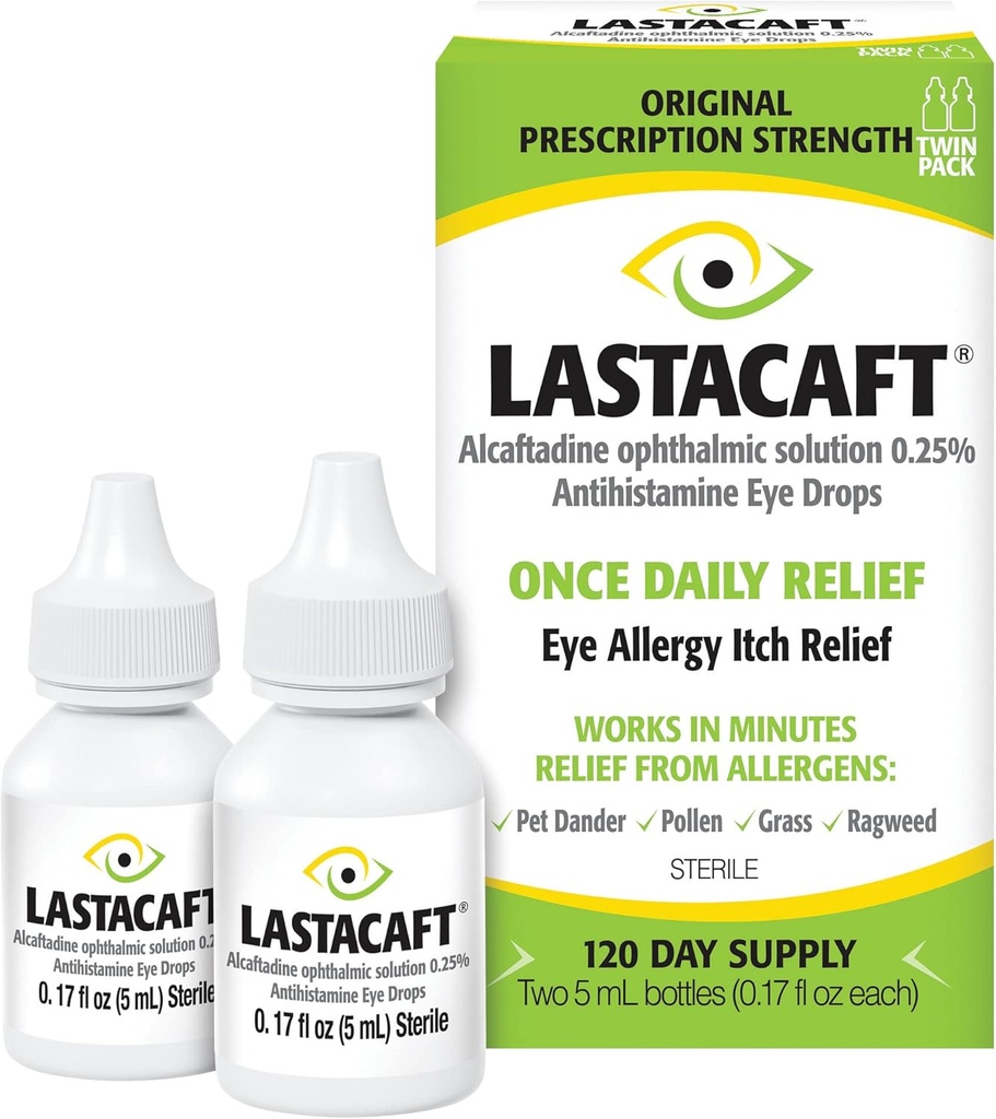 LASTACAFT Once Daily Eye Allergy Itch Relief Drops, (2 Count) 120 Day Supply,   Exclusive