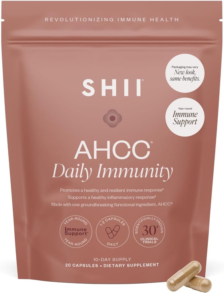 SHII AHCC Daily Immunity, 10-Days Supply – Vegan, Glutenfreie Immununterstützungsergänzung mit AHCC, Immunsystem-Unterstützung von Functional Shiitake Pilzen, fördert Immunantwort & Cellular Health