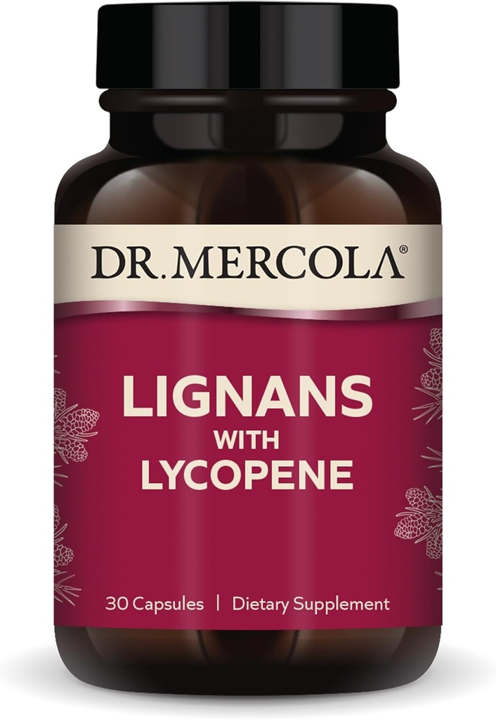 Dr. Mercola Lignans mit Lycopin-Ergänzung, 30 Servierungen (30 Kapseln), Non GMO, Soy Free, Glutenfrei