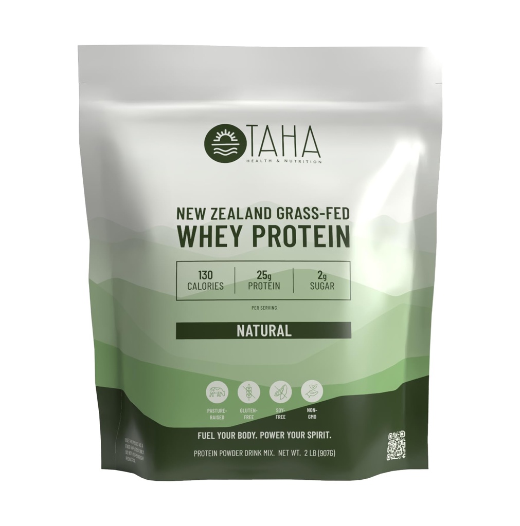Taha Salute e Nutrizione Polvere naturale di concentrato di proteine del siero di latte, 25g Protein, 140 Calorie, 2g Zucchero | Nuova Zelanda Grass-Fed, Free-Range Dairy | Gluten and Soy Free, Keto, Kosher | 2LB