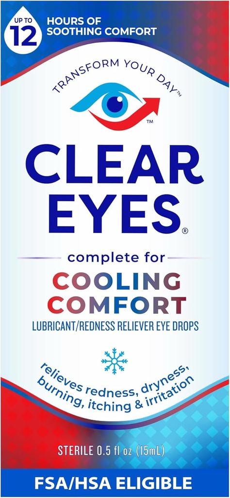 Clear Eyes Cooling Comfort Relief Eye Drops, 0.5 Fl Oz