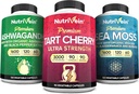 Nutrivein Irish Sea Moss Capsules, Ashwagandha e Tart Cherry Capsule Bundle: Sea Moss, Tart Cherry Supplement, & Ashwagandha Supplements | Supports Digestive Wellness and Daily Nutrition
