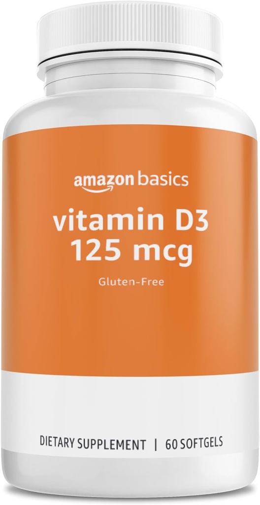 Basics - Vitamina D3, 125 mcg, 60 Softgels (1 per porzione), Gluten Free