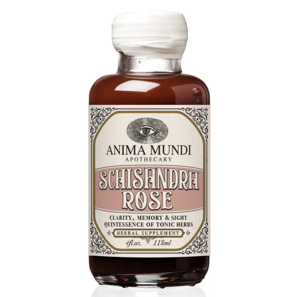 Anima Mundi Apothecary Schisandra Rose Elixir - Liquid Schisandra Berry Adaptogen Supplemento con petali di rosa Wildcrafted per il supporto del fegato e del rene - Anima Mundi Beauty Supplements (4oz / 120ml)