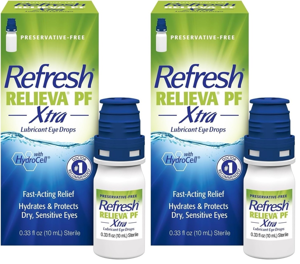 Refresh RELIEVA PF Xtra Konservierungsfreie künstliche Tears Lubricant Eye Drops, 2x0.33 fl oz (20 mL), 2 Count