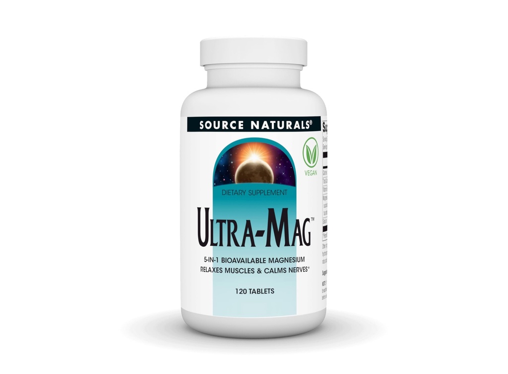 Quelle Naturals Ultra-Mag, 5-in-1 Bioverfügbares Magnesium - Entspannt Muskeln & Beruhigt Nerves* - 120 Vegan Tablets