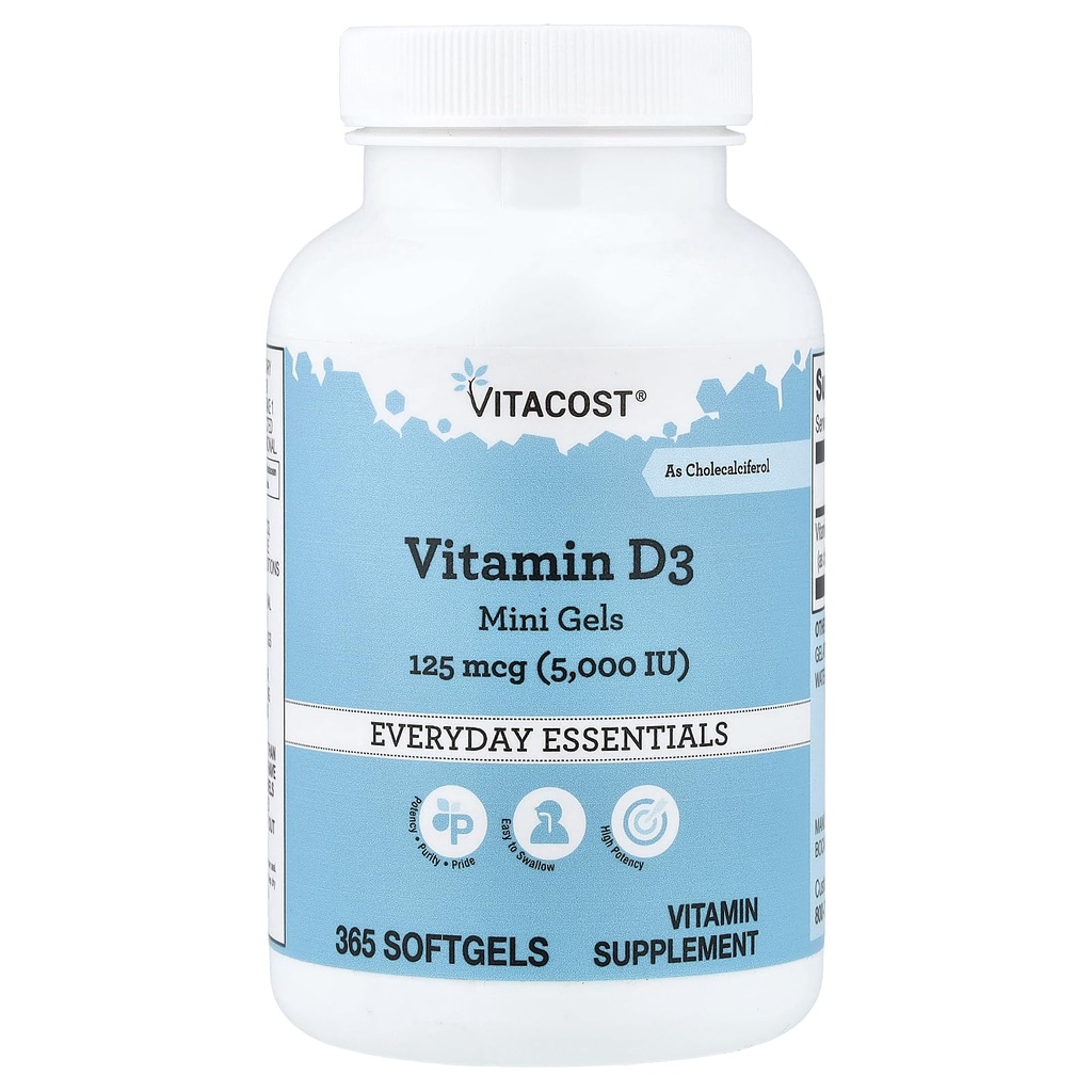 Vitacost Vitamin D3 (Als Cholecalciferol) - 5000 Iu - 365 Softgel Mini Gels