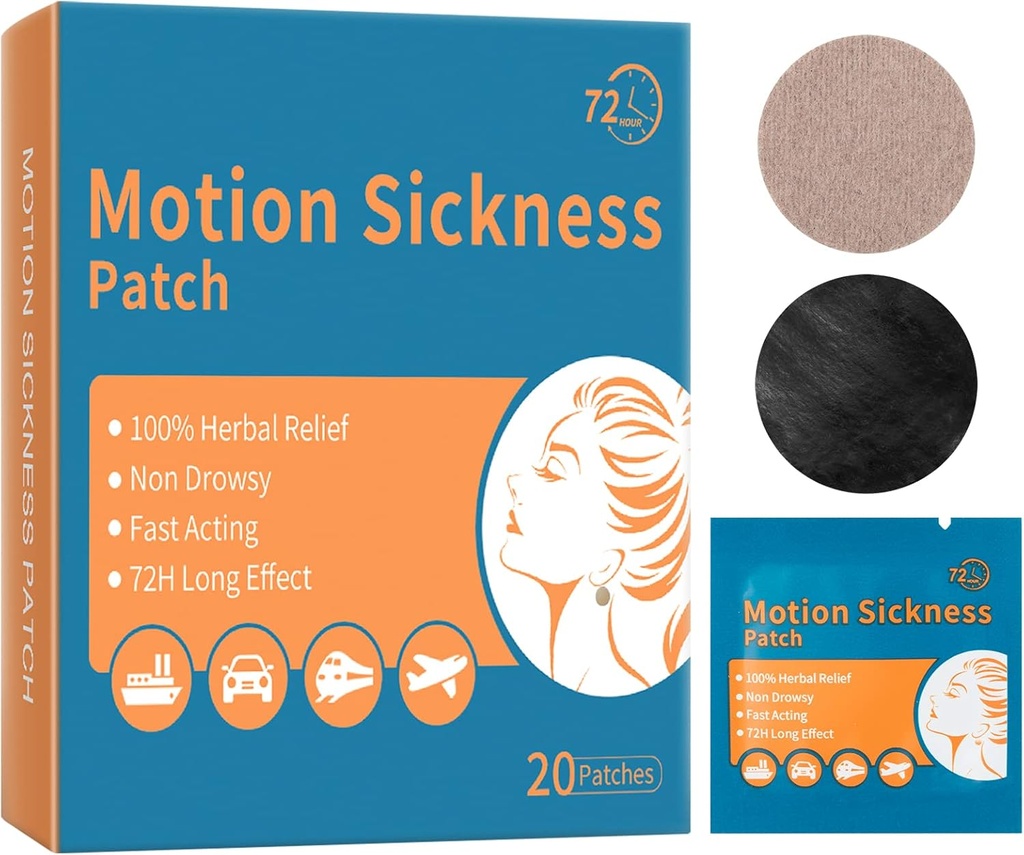 Sea & Motion Sickness Patches - Dizziness Vertigo & Nausea Relief - Anti Vomiting Bands für Erwachsene & Kinder - für Autos Kreuzfahrtschiffe Flugzeuge Züge Busse & andere Formen der Bewegung Transport - 20 Patch