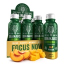 BrainJuice Brain Support Shot, Gluten Free Supplement Shots for Energy & Focus, Gesunde Getränke mit Alpha GPC, Vitamin B & Bio Green Tea Extract Caffeine, Peach Mango, 2,5 fl oz, 12 Pack
