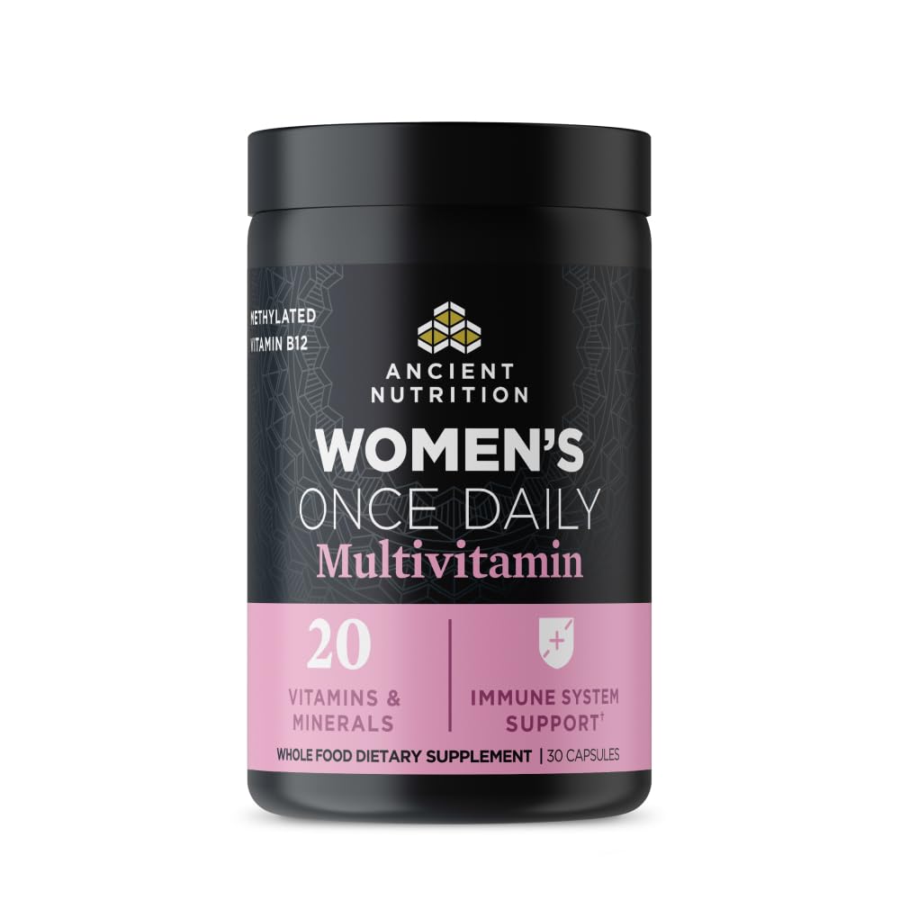 Multivitamine de la nutrition ancienne pour les femmes, supplément une fois par jour pour les femmes, vitamine méthlyée B, C, K2, magnésium, folate et fer, soutient la santé osseuse, 30 comtes