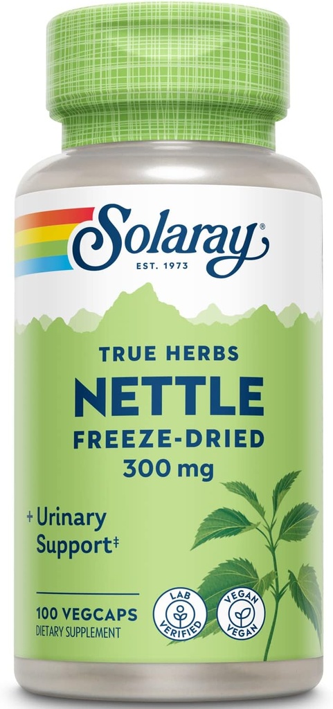 SOLARAY Nettle Leaf Freeze Getrocknet, Veg Cap (Btl-Plastic) 300mg | 100ct