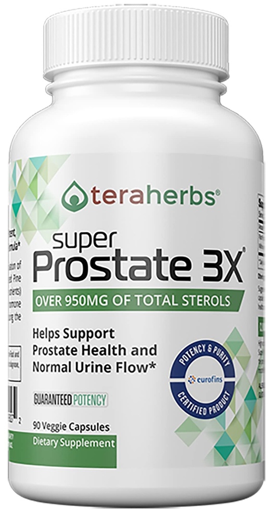 téraherbes Super Prostate 3X - Contrôle de la vésicule et support pour la prostate élargie et l'urine fréquente - Suppléments de prostate pour hommes - 90 Capsules
