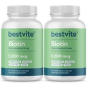BESTVITE Biotin 5000mcg (240 vegetarische Kapseln) (120 x 2) - keine Stearaten - keine Flow Agenten - Vegan - Non GMO - Glutenfrei - Haar, Haut, Nägel