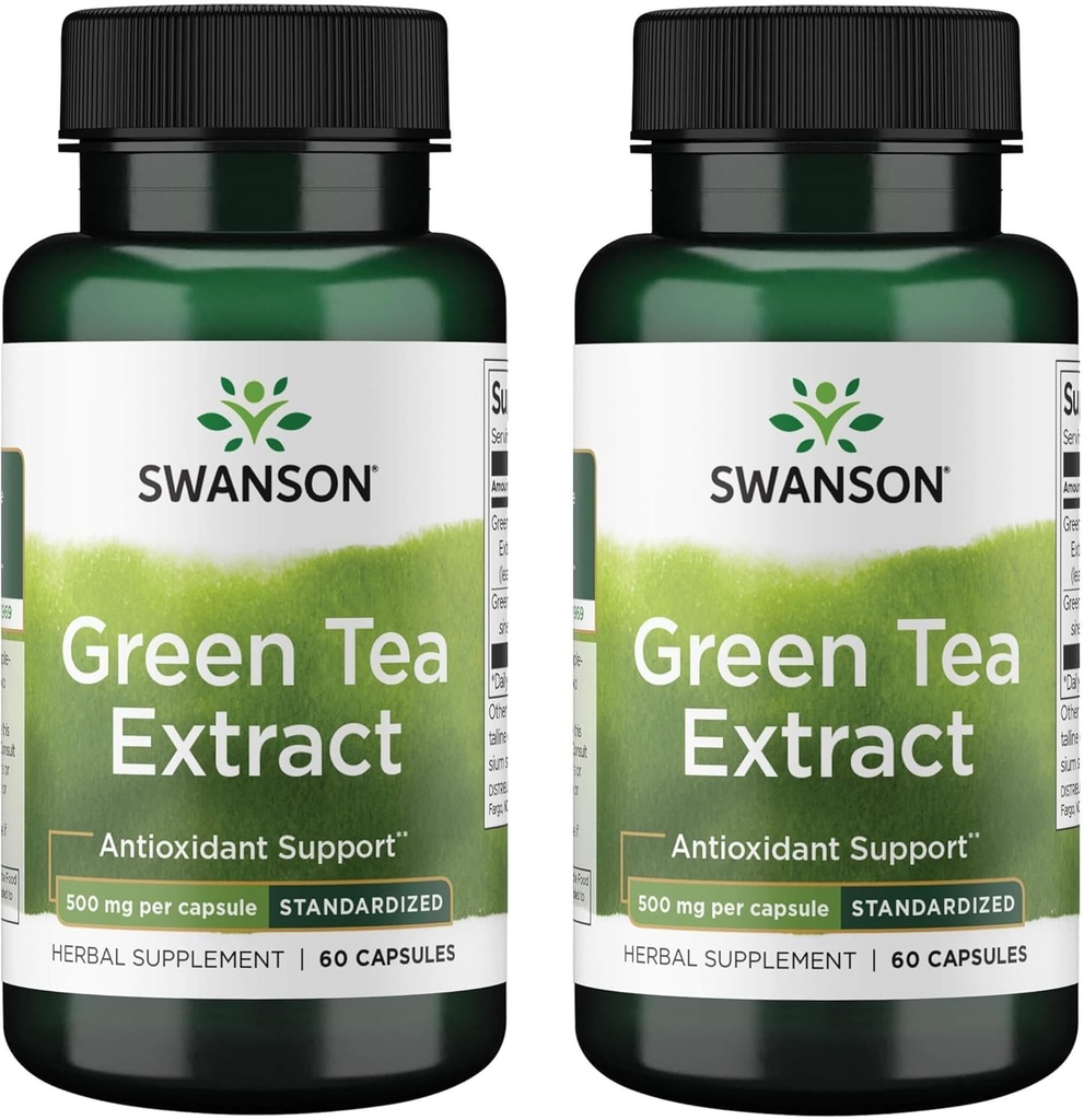 Swanson Grüner Tee Extrakt 500 Milligramme 60 Kapseln (2 Packung)