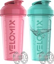 VELOMIX -2 Pack- Bouteilles de shaker protéinique de 28 oz pour les mélanges de protéines - 2x Whisk filaire.