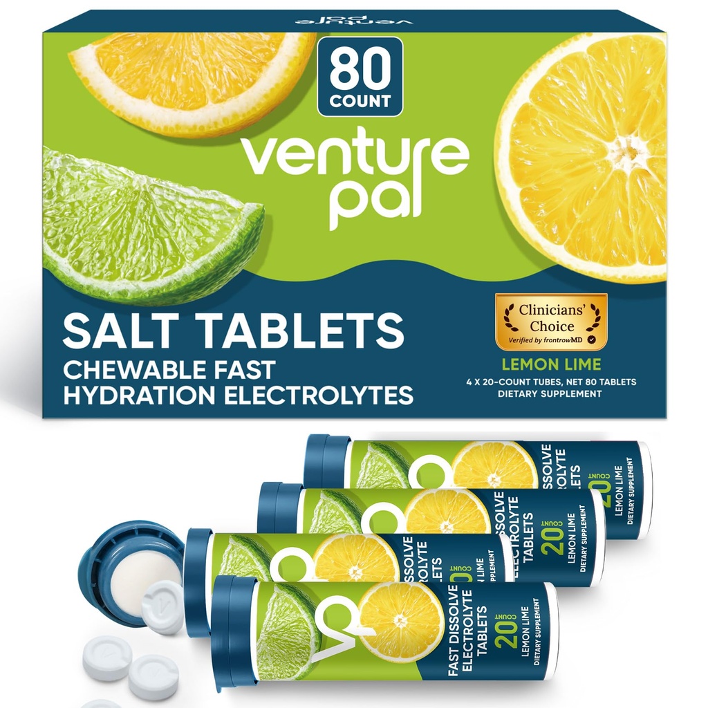 Compresse elettrolitiche da cucire per pallets, tavolini da sale senza zucchero 80 Count Fast-Dissolve - Variety Pack per rapida idratazione, corsa all'aperto, escursionismo, sport | Keto & Vegan Friendly | 4 Pack
