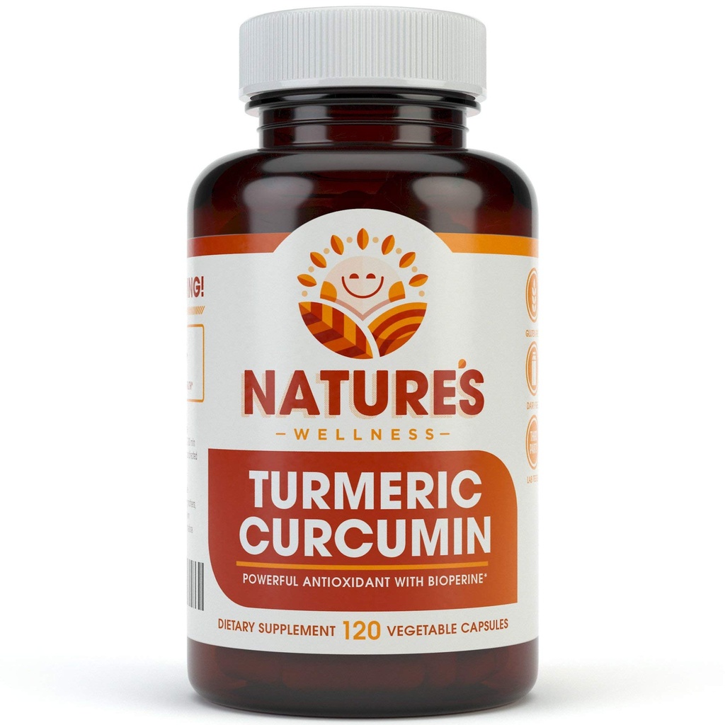 1600mg Organic Turmeric Curcumin w/Bioperine und Black Pepper | Non-GMO | Natural Joint Support | Höchste Potenz mit 95% Standardisierte Curcuminoide | Glutenfrei | 120 Vegetarische Caps