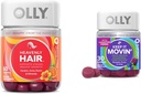 OLLY Haargummis mit Keratin & Biotin und Constipation Reliefgummis mit Rhubarb & Prunes - 60 + 30 Count