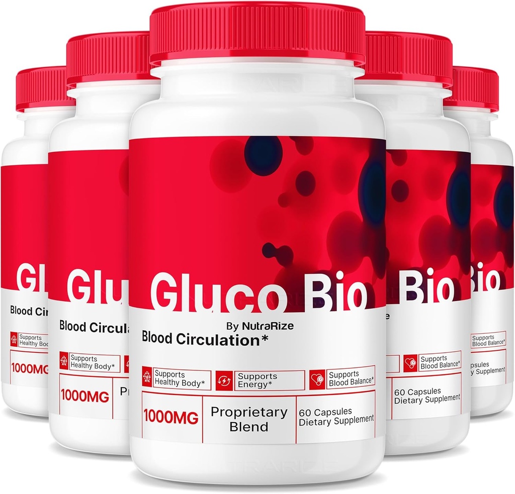 (5 Pack) GlucoBio Capsules, Integratore Ufficiale di Supporto per il Sangue Gluco Bio, Formula Naturale per Sostenere Salute e Benessere, Pillole Vitamine Premium, Recensioni GlucoBio (300 Capsule)