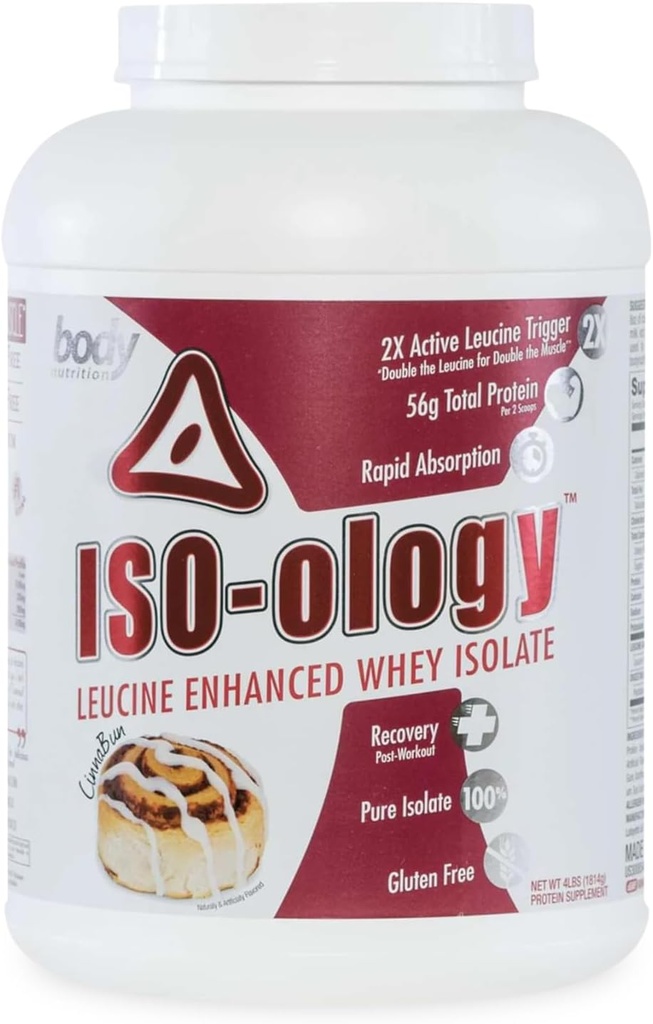 Body Nutrition ISO-Ology, Leucine-Enhanced Whey Isolate Protein Powder, Post-Workout Recovery Supplement, Isolierte Gras Fed Whey, Cinnabun Flavor, 4lb